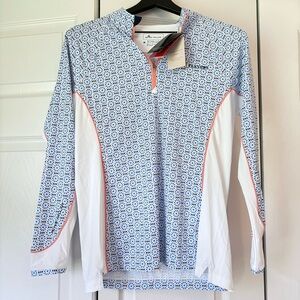 NWT Women's Peter Millar Blue THE PLAYERS Quarter-Zip Long Sleeve Sun Shirt